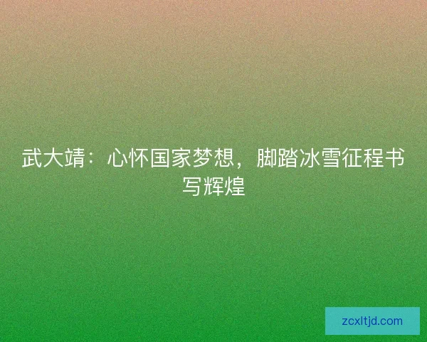 武大靖：心怀国家梦想，脚踏冰雪征程书写辉煌
